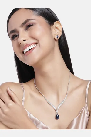 ESTELE Rhodium-Plated Crystal-Studded Jewellery Set