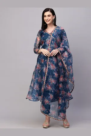 AVANSHEE Floral Printed A-Line Kurta With Trousers & Dupatta
