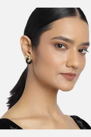 ESTELE Women Gold-Toned & Black Contemporary Studs Earrings