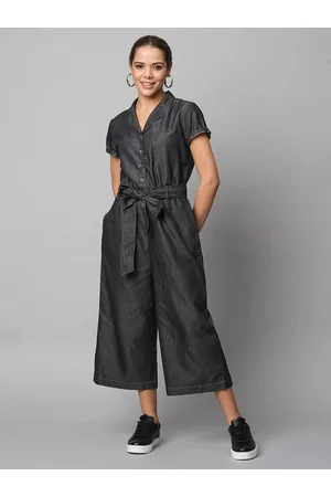 Chemistry Denim Shirt Collar Basic Jumpsuit