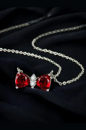 Designs & You Silver-Plated Cubic Zirconia Studded Bow Shaped Necklace