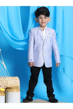 Vastramay Boys Lavender-Coloured Self-Design Single-Breasted Blazers
