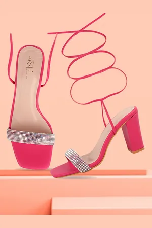 THE WHITE POLE Embellished Block Heel Gladiators