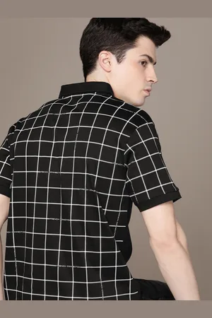 French Connection Checked Polo Collar Pure Cotton T-shirt