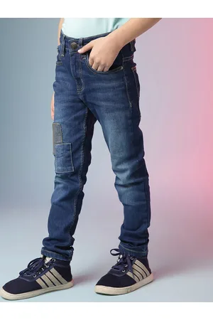 Instafab Boys Smart Slim Fit Clean Look Mid-Rise Applique Cotton Jeans