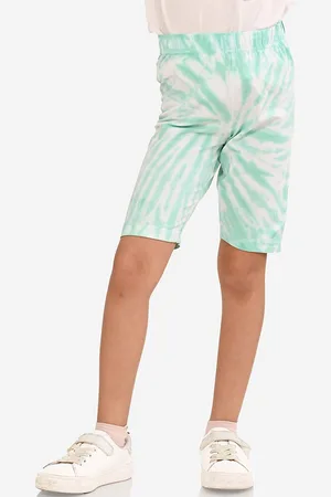 BONKIDS Girls Tie & Dye Skinny Fit High-Rise Cotton Shorts