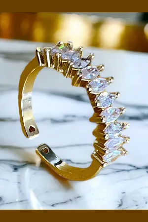 Myki Gold-Plated CZ-Studded Finger Ring