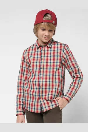 JACK & JONES Boys Tartan Checks Pure Cotton Casual Shirt