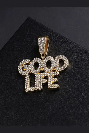 French Accent Men Gold Plated Good Life Pendant Necklace