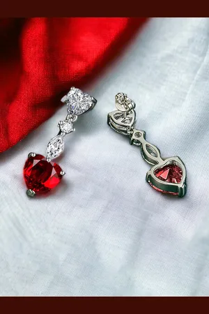 Designs & You Silver Plated CZ Studded Drop Earrings