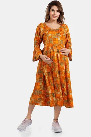 Be You Floral Printed Fit and Flare Maternity Midi Dress