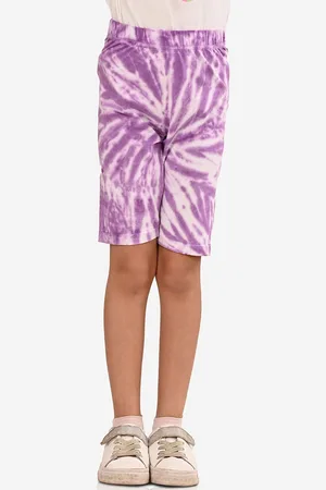 BONKIDS Girls Tie & Dye Skinny Fit High-Rise Cotton Shorts