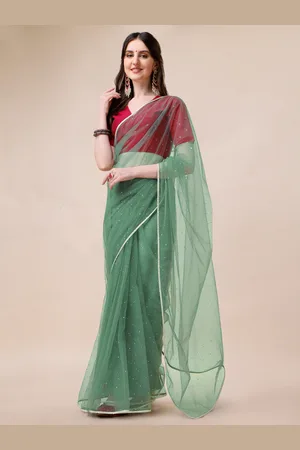 Sangria Women Mukaish Embroidered Saree with Blouse Piece
