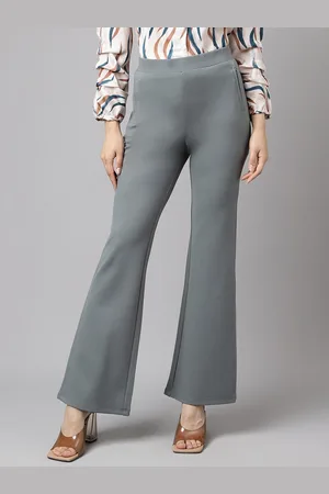 Latin Quarters Women Mid-Rise Flat Front Nylon Bootcut Trousers
