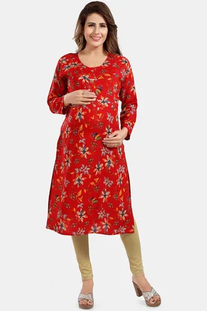 Be You Floral Printed Maternity Straight Kurta