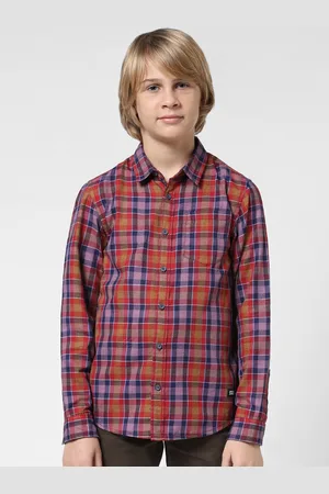 JACK & JONES Boys Tartan Checks Pure Cotton Casual Shirt
