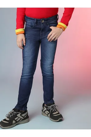 Instafab Boys Low Distress Smart Slim Fit Light Fade Stretchable Jeans