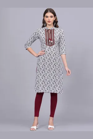 JC4U Women White Floral Embellished Kurta
