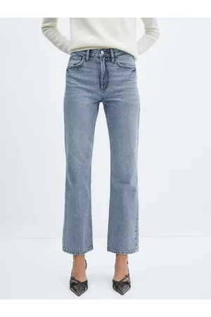 MANGO Women Straight Fit Light Fade Pure Cotton Jeans