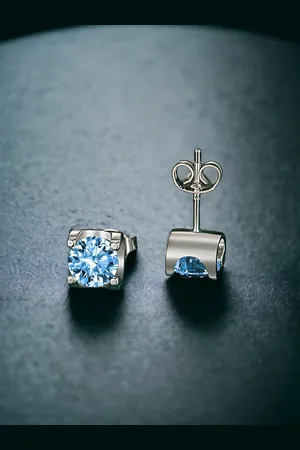 Designs & You Crushed Ice Cut Cubic Zirconia Studded Silver Plated Stud Earrings