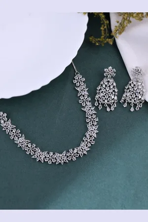 Silvermerc Designs Silver-Plated AD-Studded Jewellery Set