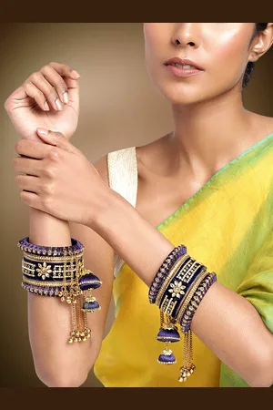 Peora Gold Plated Set Of 2 Matching Bangle Set Bridal Wedding Chuda