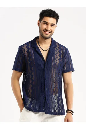 BoohooMAN Sheer Flocked Leopard Shirt Sleeve Shirt in Black for