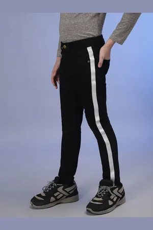 Instafab Boys Blue Smart Slim Fit Striped Clean Look Cotton Jeans