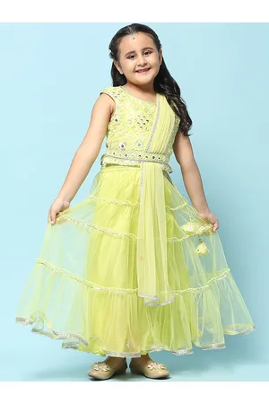 Biba Girls Embroidered Sequinned Ready To Wear Lehenga & Blouse With Dupatta