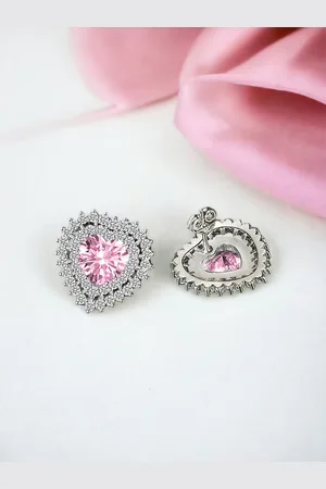 Designs & You Silver-Plated Heart Shaped Studs Earrings
