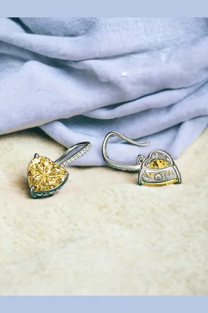 Designs & You Silver Plated Heart Shaped Cubic Zirconia Drop Earrings
