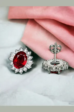 Designs & You Silver-Plated Cubic Zirconia-Studded Contemporary Studs Earrings