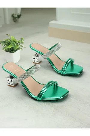 madam glorious Embellished Open Toe Block Heels