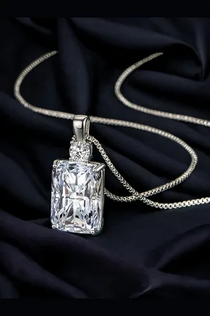 Designs & You Silver Plated Cubic Zirconia Studded Pendant With Chain