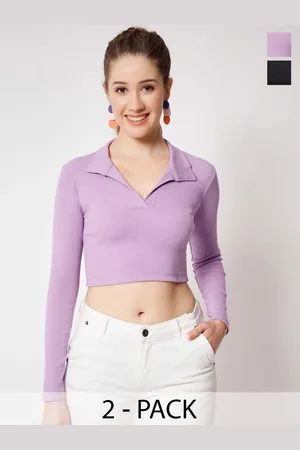 Color Capital Pack Of 2 Ribbed Cotton Fitted Crop Top