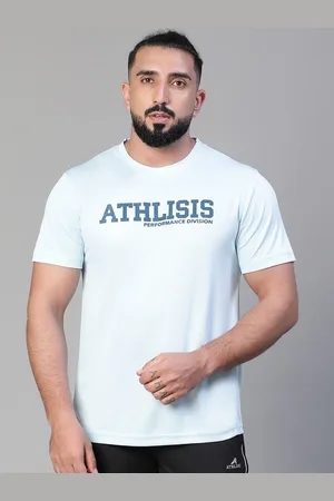 ATHLISIS Typography Printed Dri-FIT Slim Fit Sports T-shirt