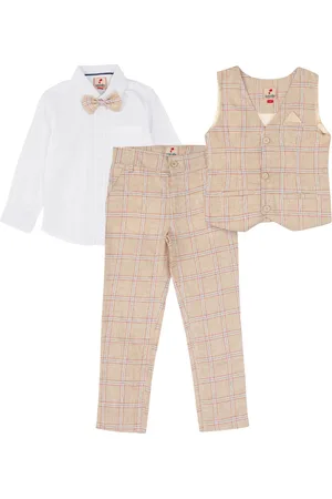 Juscubs Boys Checked Slim Fit Single Breasted Three Piece Suit