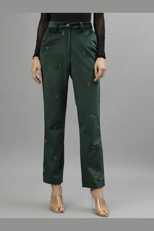 ICONIC Women Geometric Embroidered Mid-Rise Regular Trouser
