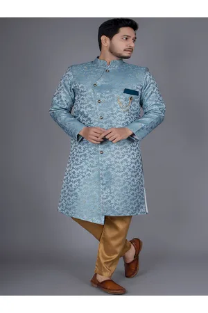 amzira Self Design Cotton Sherwani Set