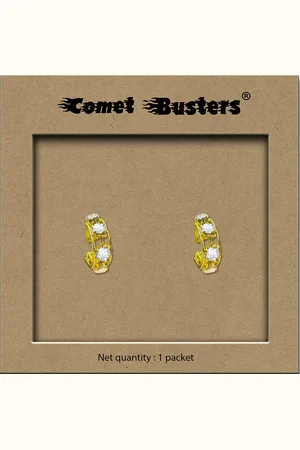 Comet Busters Gold-Plated Circular Clip On Non Piercieng Hoop Earrings