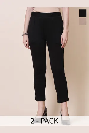 Clora Creation Women Pack of 2 Smart Woollen Peg Trouser