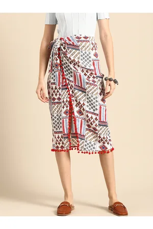 Sangria Women Printed Wrap Midi Skirt