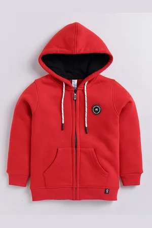 Ginie Boys Hooded Long Sleeves Fleece Front-Open Sweatshirt