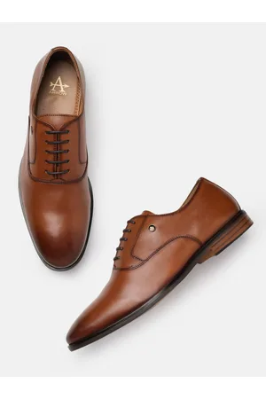 Arrow Men Solid Pelican Formal Leather Oxfords