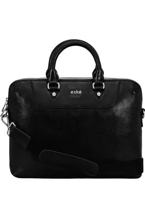 Eske Men Black Solid Dilios Leather Laptop Bag