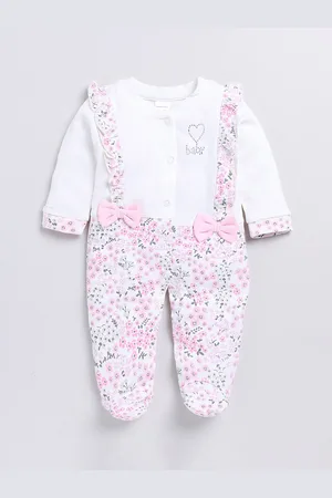 Moms Love Infant Girls Floral Printed Pure Cotton Romper