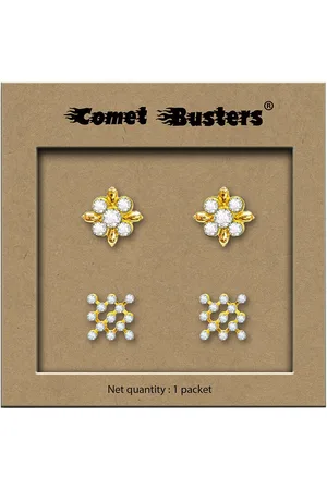 Comet Busters Pack of 2 Non Piercing Self Adhesive Stick Ons Stud Earrings