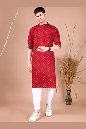 SHIWAM ETHNIX Bandhani Printed Mandarin Collar Straight Kurta With Pyjamas