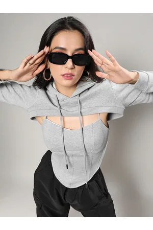 Campus Pure Cotton Fitted Top With Hoodie