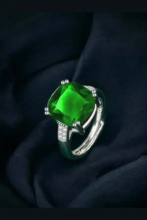 Designs & You Silver-Plated CZ Stone-Studded Adjustable Finger Ring